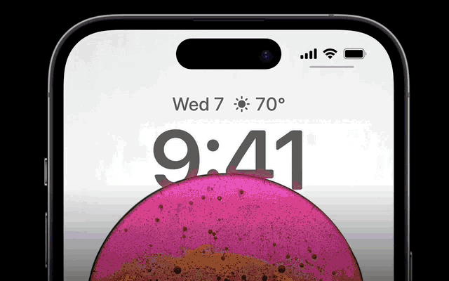 Showcase of the Dynamic Island on iPhone 14 Pro